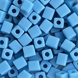 Square 4mm Frosted Blue Turquoise