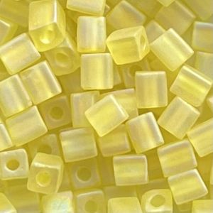 Square 4mm Matte Transparent Frosted Rainbow Yellow