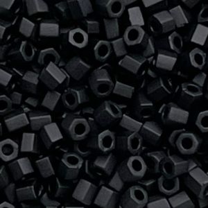 Rocalla Miyuki #8  Hex Cut Matte Opaque Black  x 10 grs