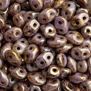 SuperDuo 2x5mm Luster Opaque Gold/Smoky Topaz x 10 grs