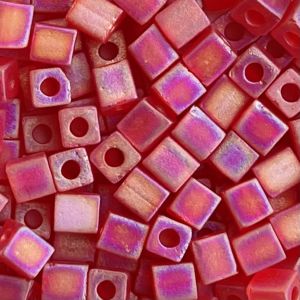 Square 4mm Transparent Frosted Rainbow Red