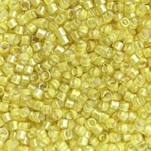Delica Bead White Lined Yellow AB