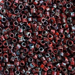 Delica Bead Picasso Opaque Red Garnet