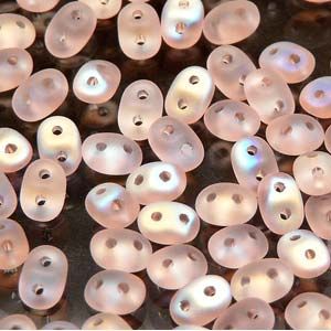 SuperDuo 2x5mm Rosaline AB Matte x 50 grs