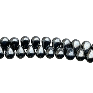 Tear Drops 6x4mm Hematite 90bds/str aprox