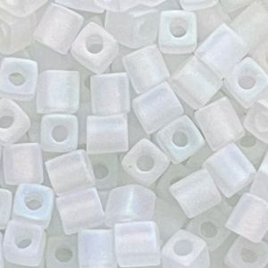 Square 4mm Transparent Frosted Rainbow Clear