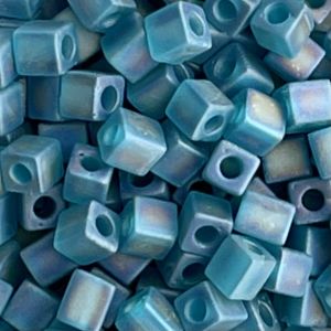 Square 4mm Matte Transparent Teal AB