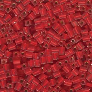 Square 4mm Matte SilverLined Flame Red