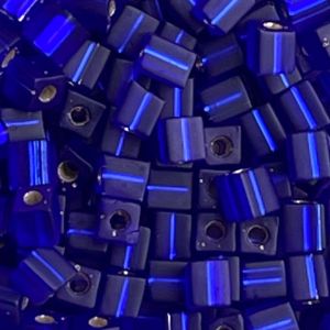 Square 4mm Matte SilverLined Cobalt