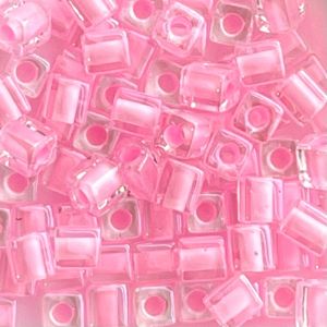 Square 4mm Transparent Color Lined Pink