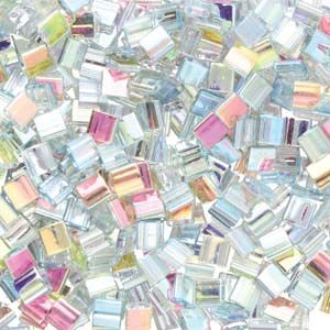Tila Bead 5mm Crystal Green Rainbow