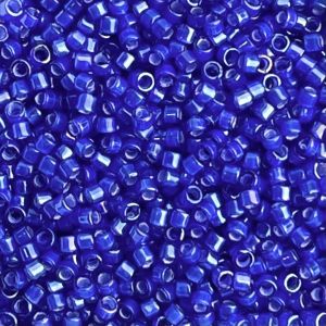 Delica Bead White Lined Cobalt AB