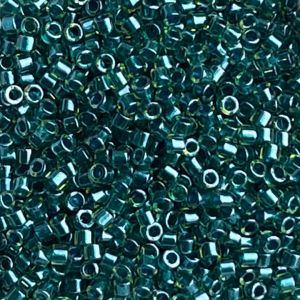 Delica Bead Sparkling Dk Teal lined Chartreusse