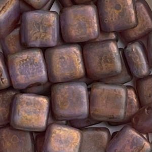 Tile Bead 6mm Milky Alexandrite Copper Picasso – 50bds