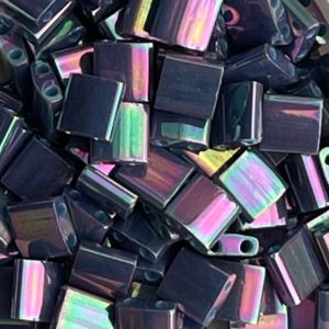 Tila Bead 5mm Opaque Purple Gray Rainbow Luster