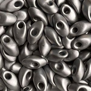 Long Magatama Matte Metallic Silver