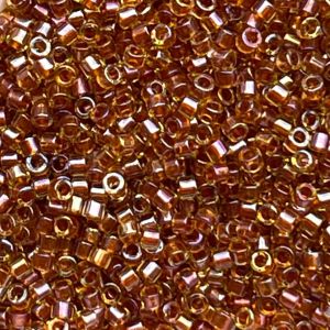 Delica Bead Sparkling Dk Topaz Lined Chartreusse AB