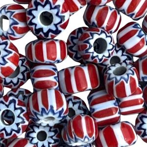 Glass Chevron Bead 6mm Red 25Bds