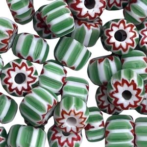 Glass Chevron Bead 6mm Green