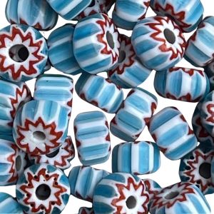 Glass Chevron Bead 6mm Aqua 25Bds