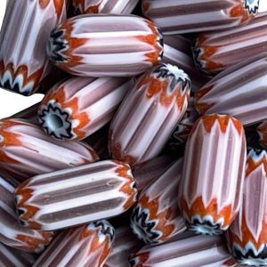 Glass Chevron Beads Oval 12x6mm Amethyst