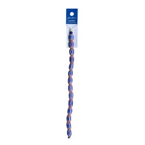 Glass Chevron Beads Oval 9x12mm Blue