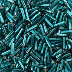 Czech Bugles #3 SilverLined Teal Green