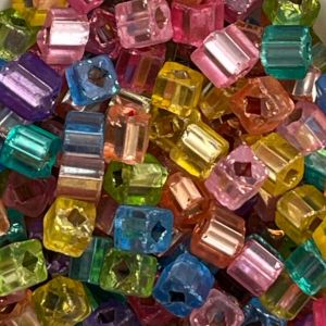 Czech Barroque Square 3.4mm SilverLined Pastel Mix