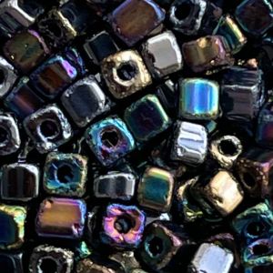 Czech Barroque Square 3.4mm Iris Metallic Mix