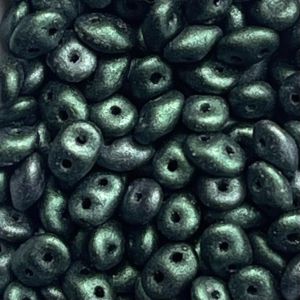 SuperDuo 2x5mm – Jet Metallic Suede Light Green